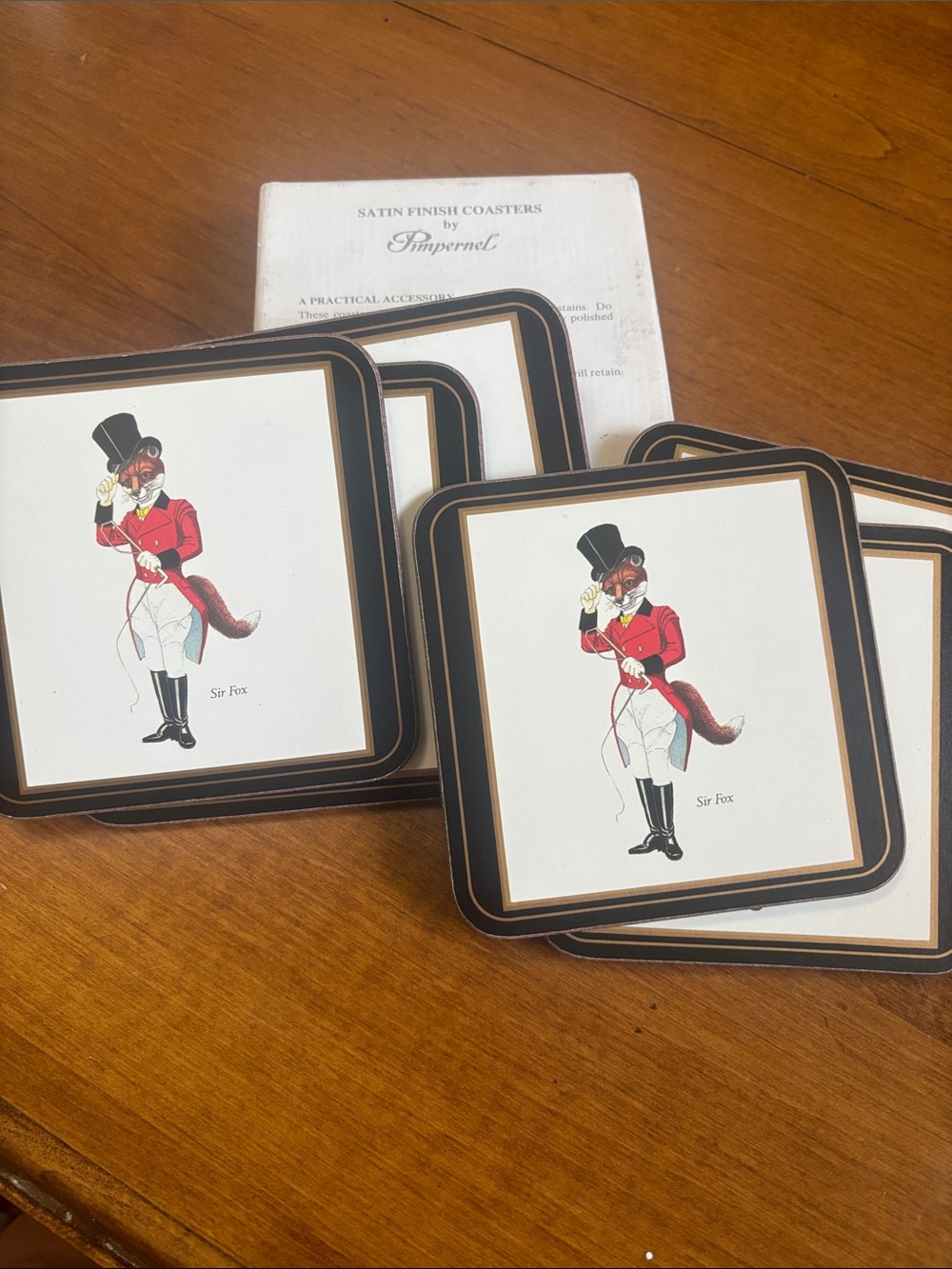 Pimpernel Sir Fox Coaster Set - Cream, Black & Red